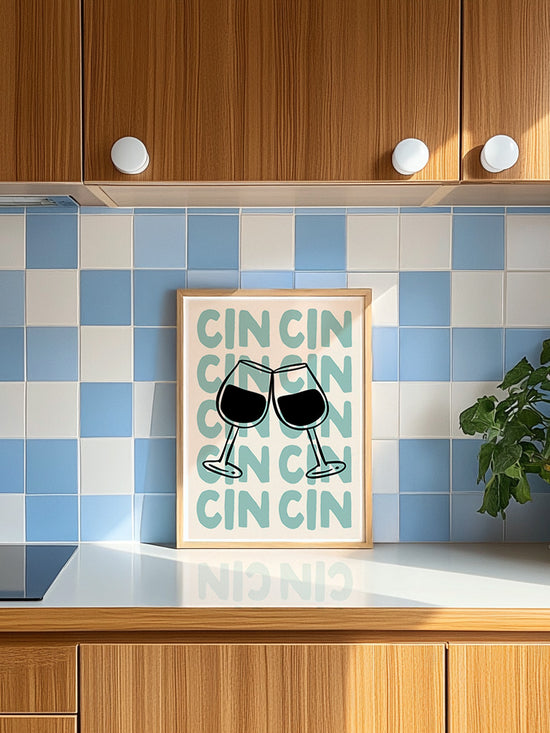 Blue Cin Cin Typography Print | Digital Download