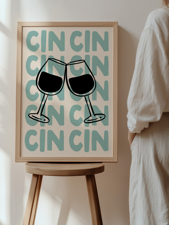 Blue Cin Cin Typography Print | Digital Download
