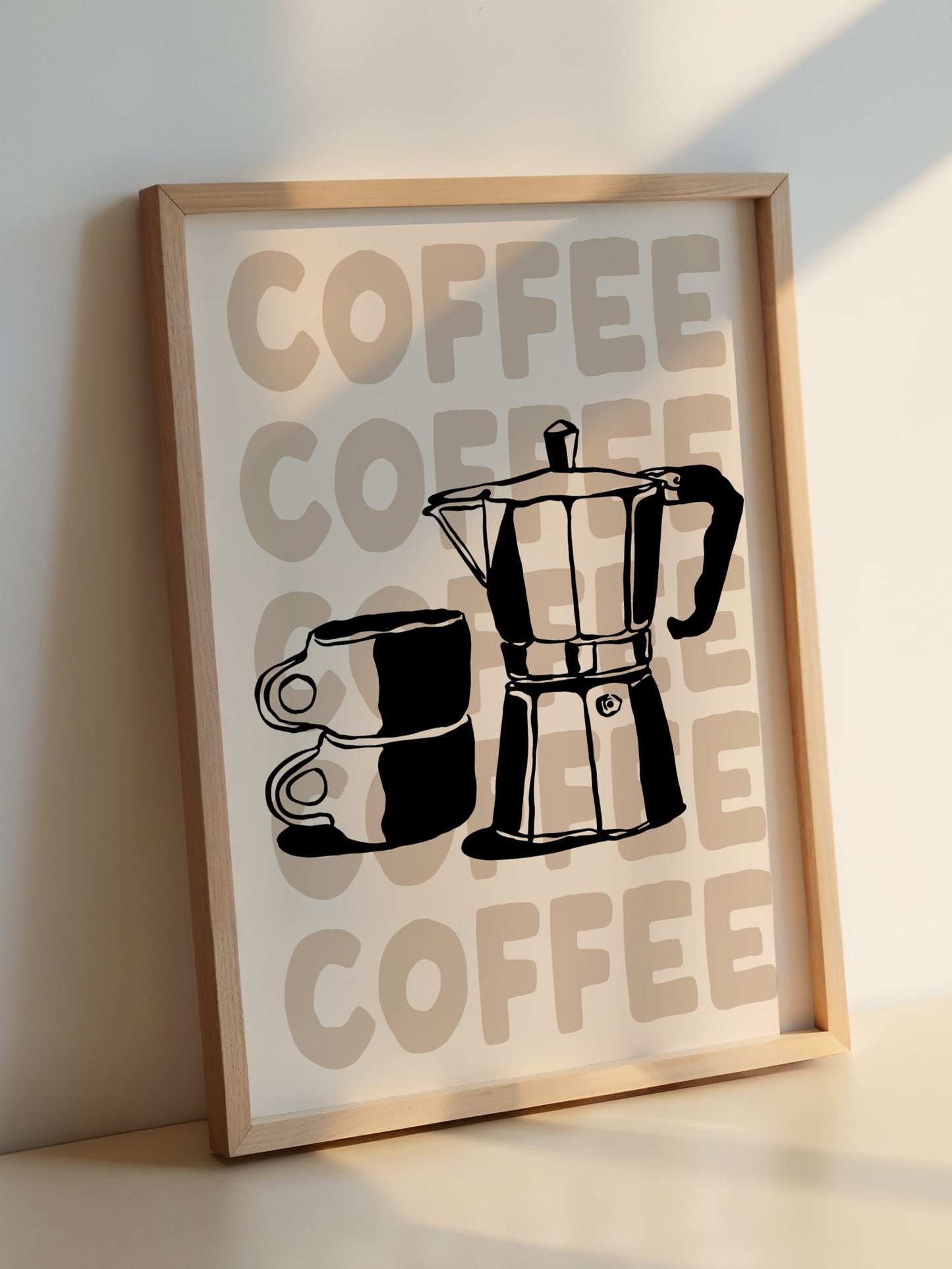 Retro Coffee Poster | Beige And Black