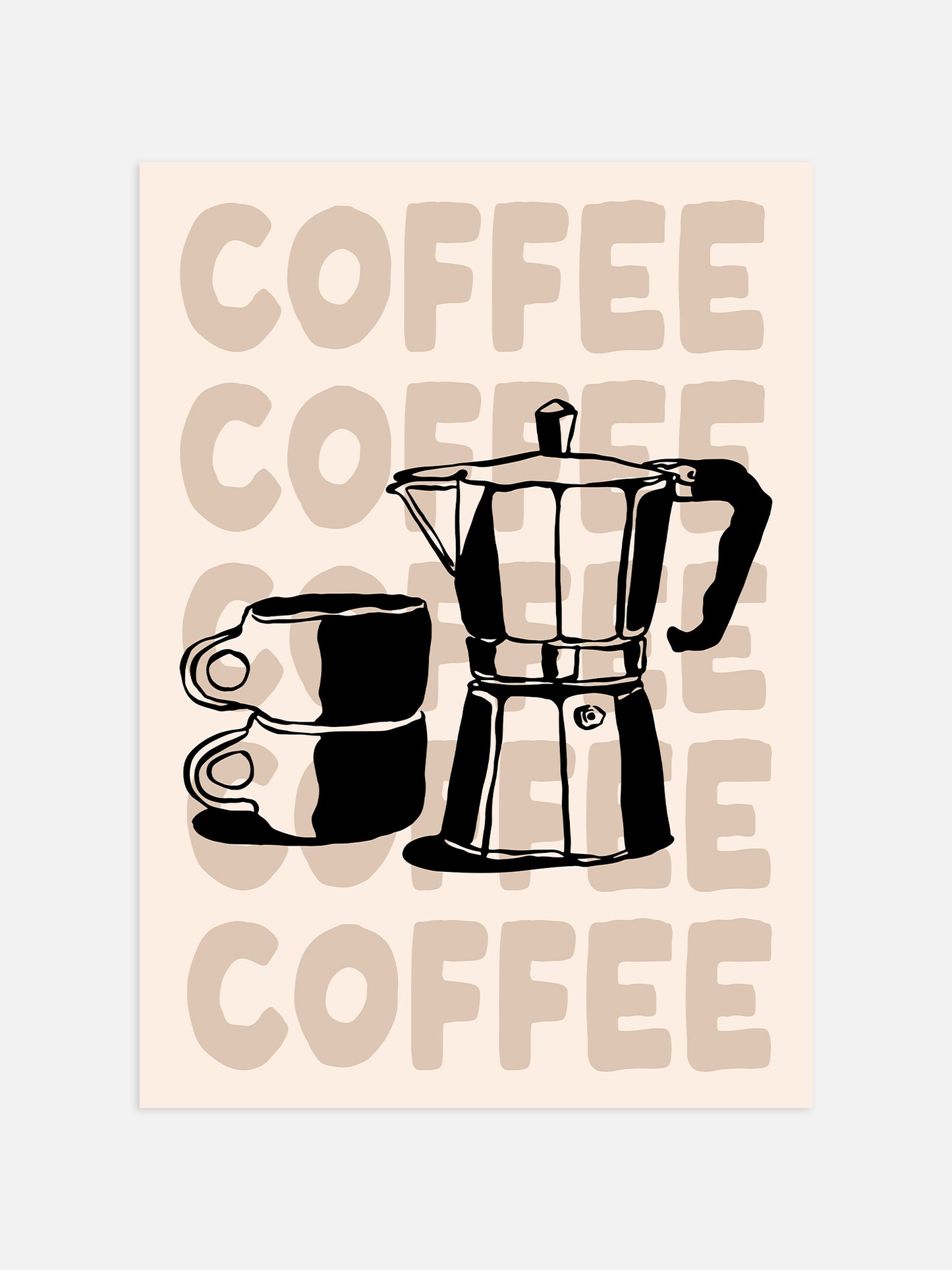 Retro Coffee Poster | Beige And Black