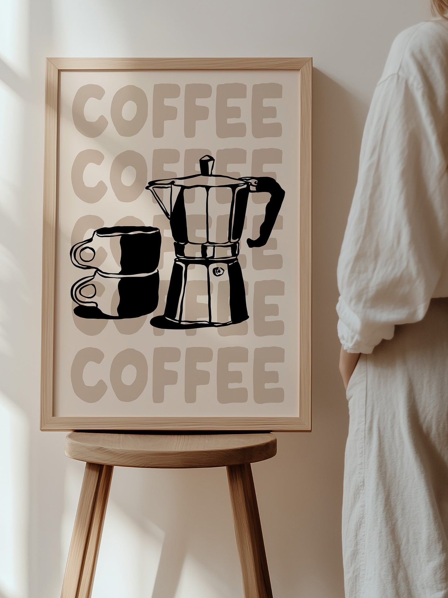 Retro Coffee Poster | Beige And Black