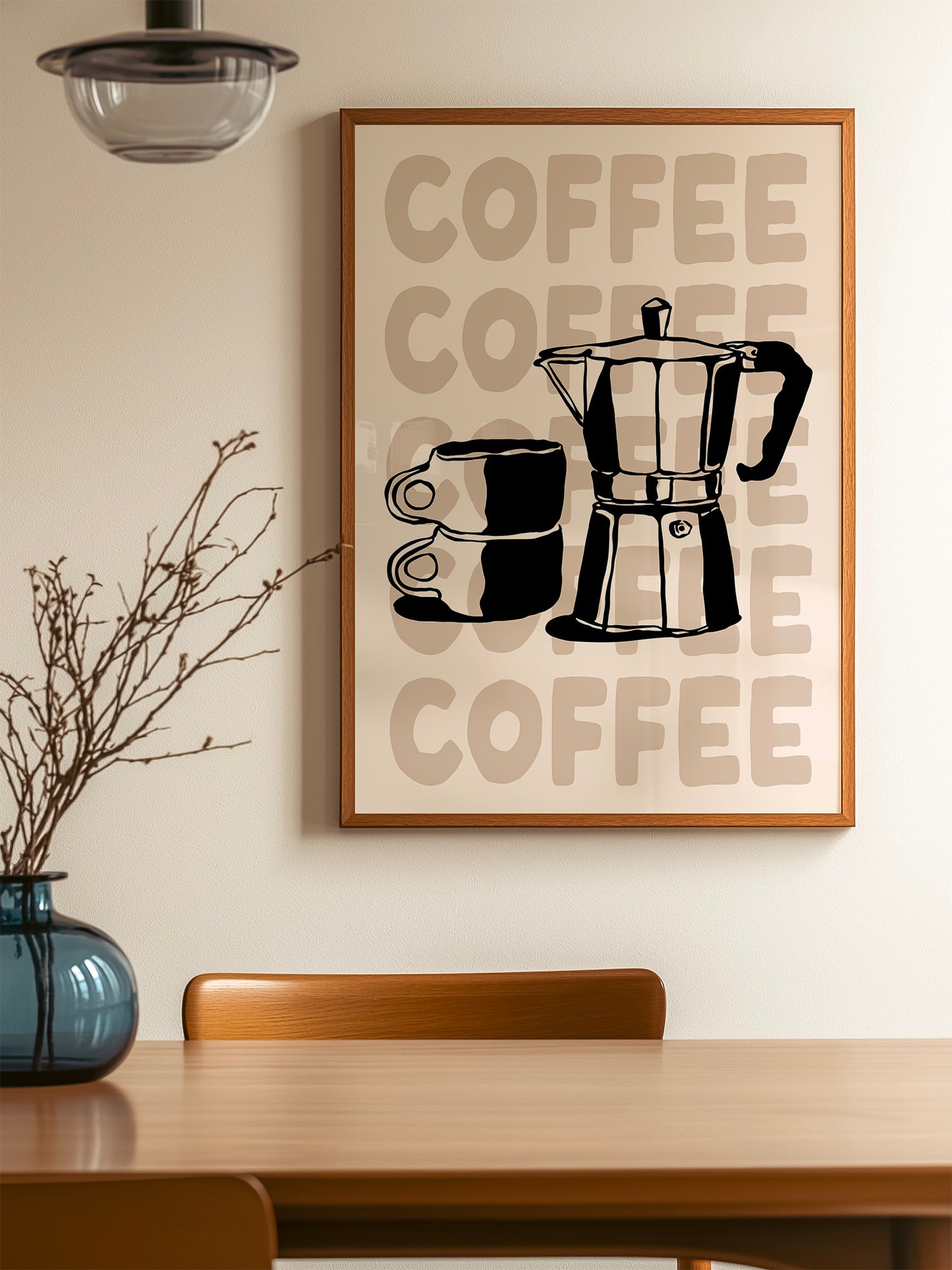 Retro Coffee Poster | Beige And Black