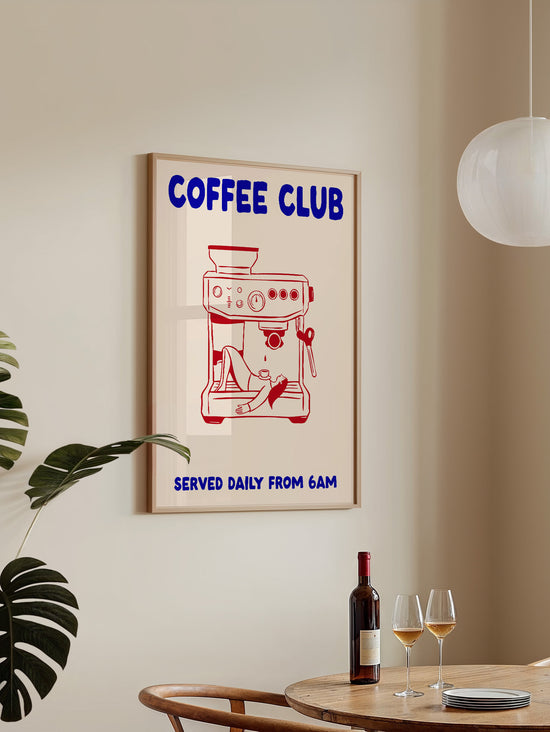 Coffee Club Poster | Navy And Red