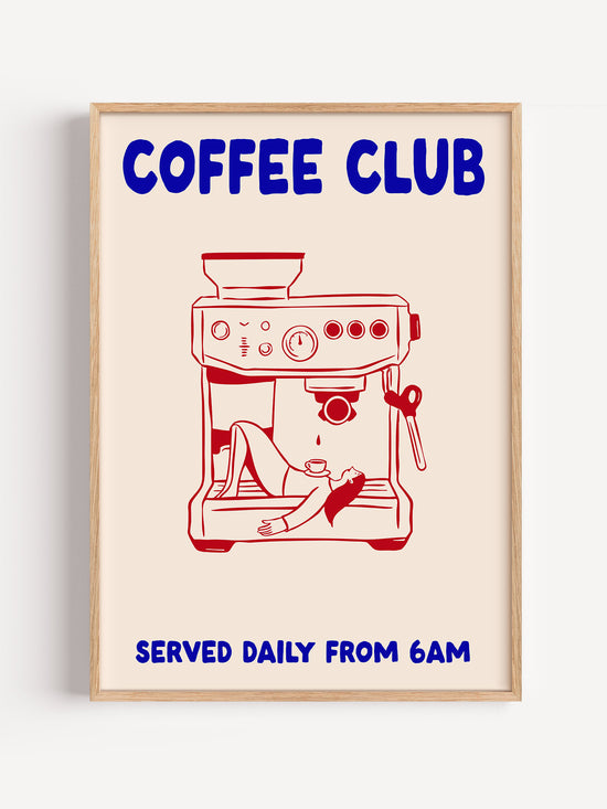 Coffee Club Poster | Navy And Red