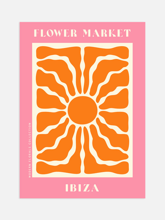 Retro Ibiza Flower Market Poster