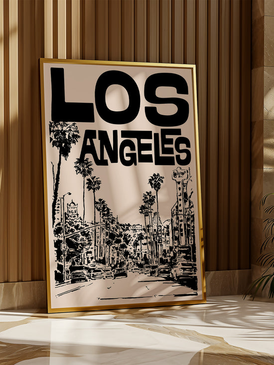 Los Angeles Travel Poster | Black And Cream