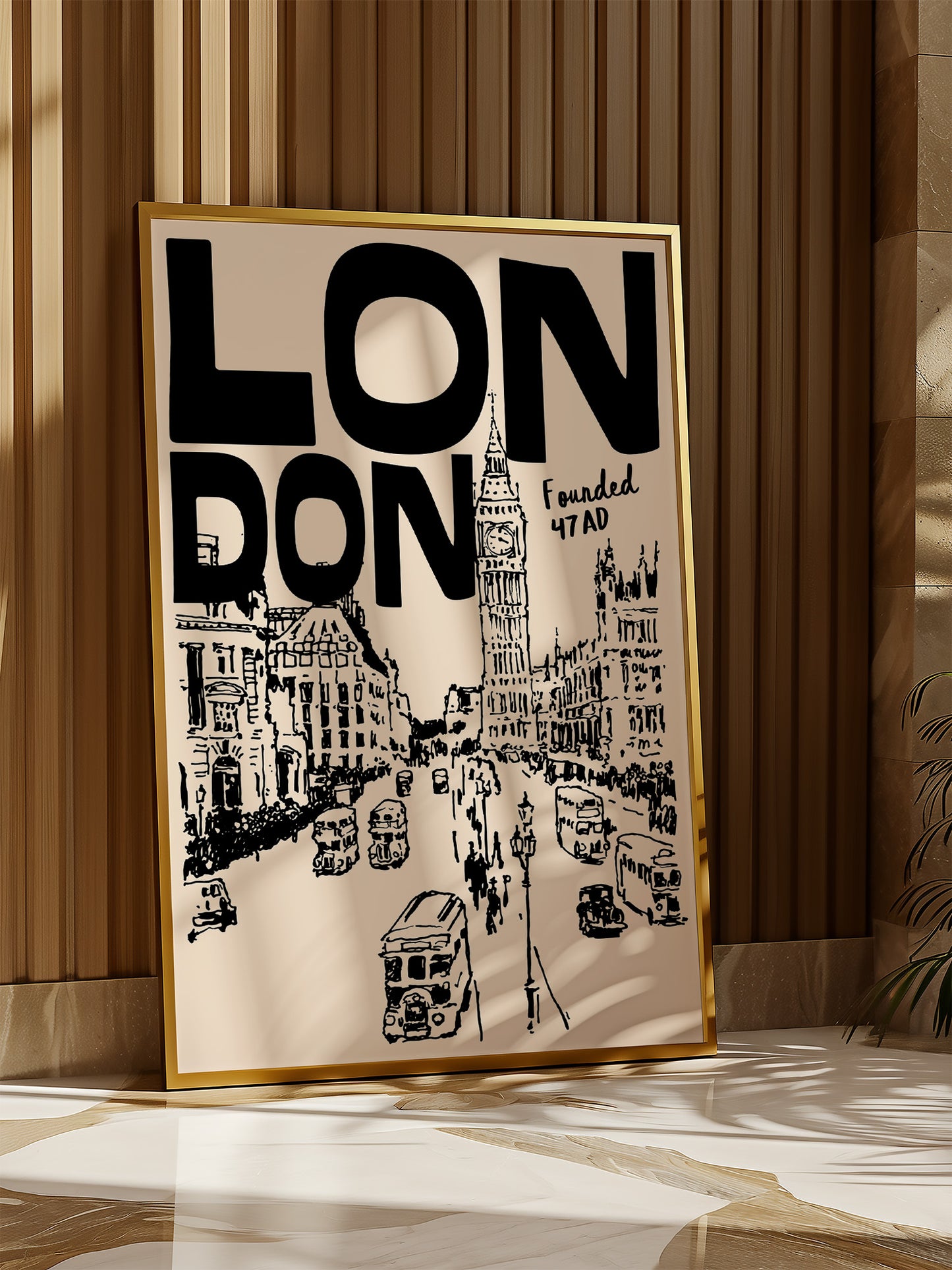 Retro London Travel Poster | Black And Cream