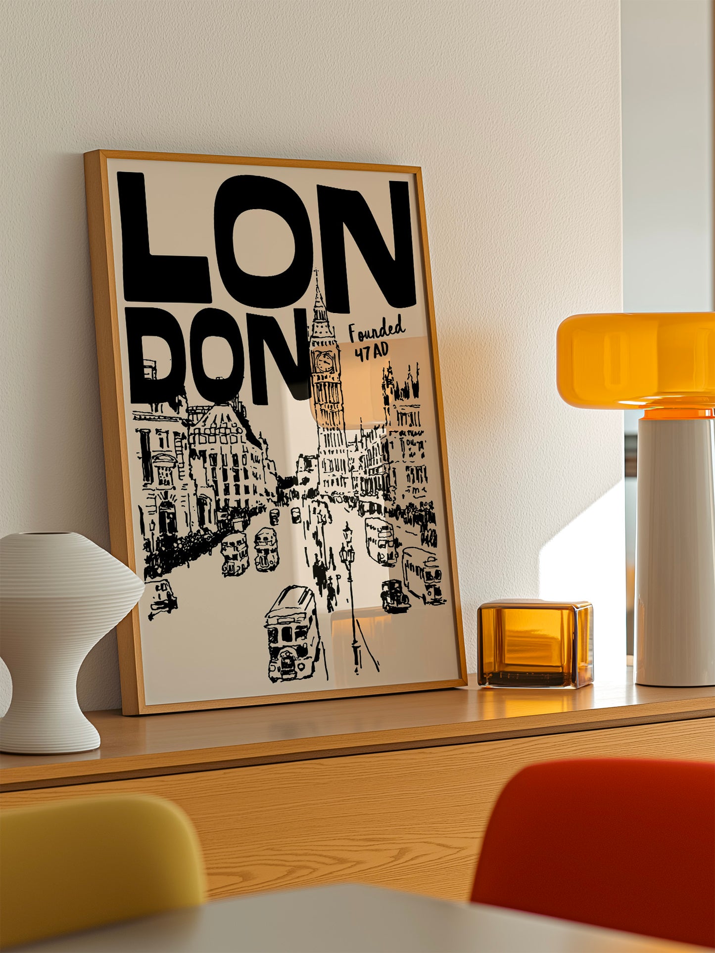 Retro London Travel Poster | Black And Cream