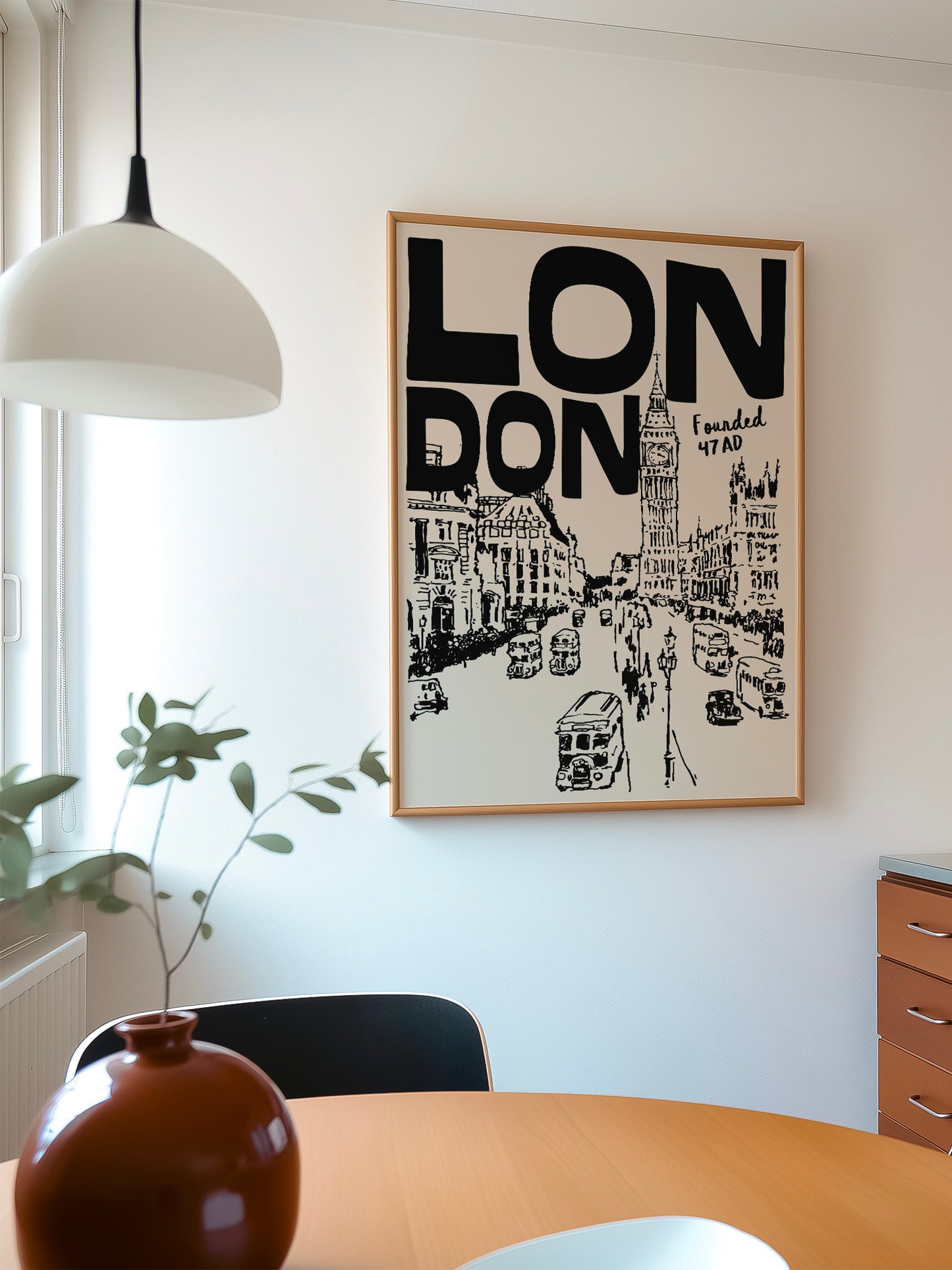 Retro London Travel Poster | Black And Cream