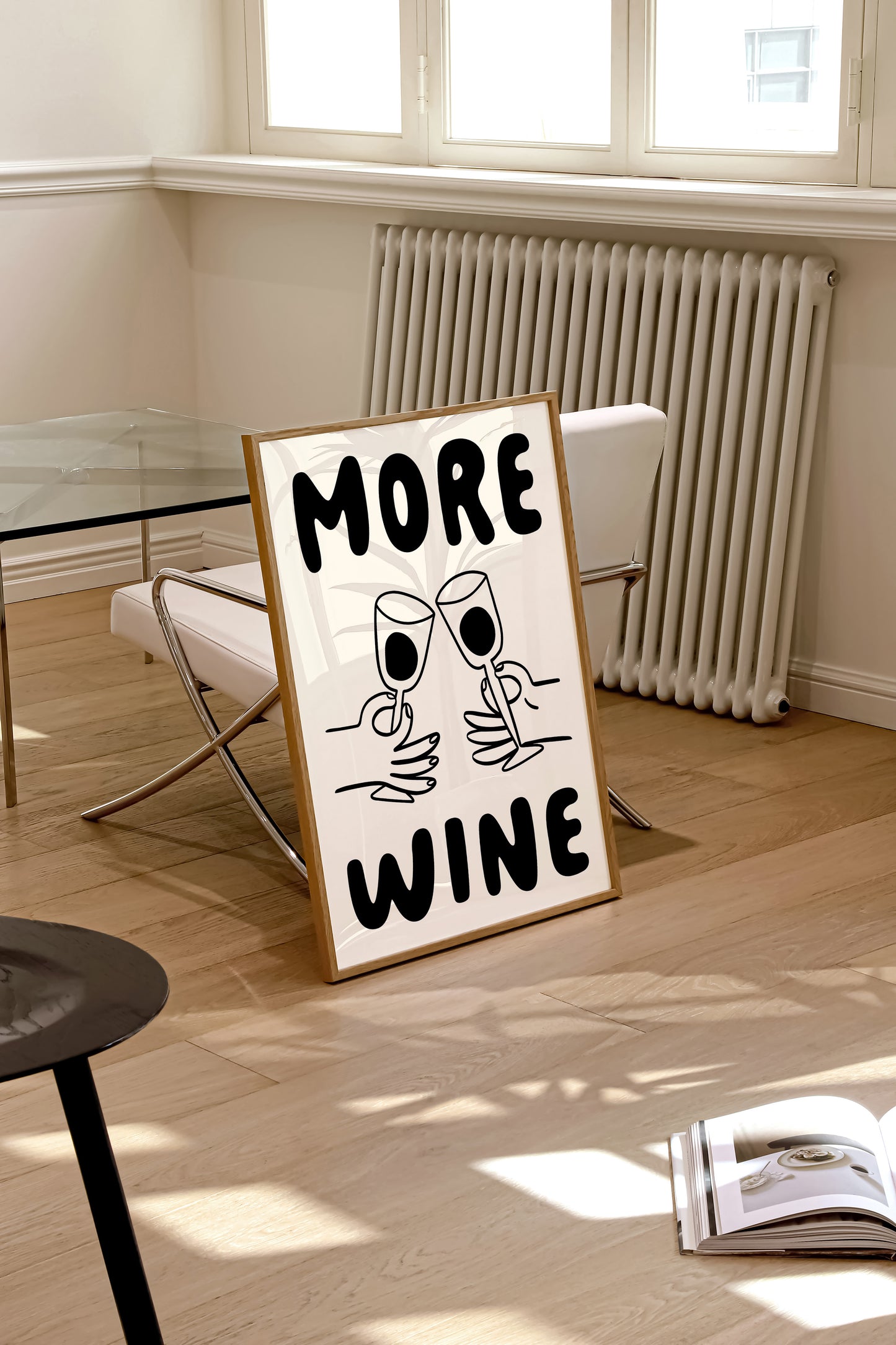 More Wine Art Print | Black