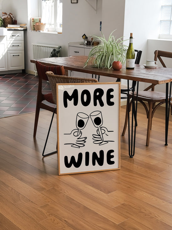 More Wine Art Print | Black