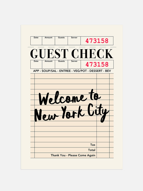 Retro Guest Check Print | Digital Download