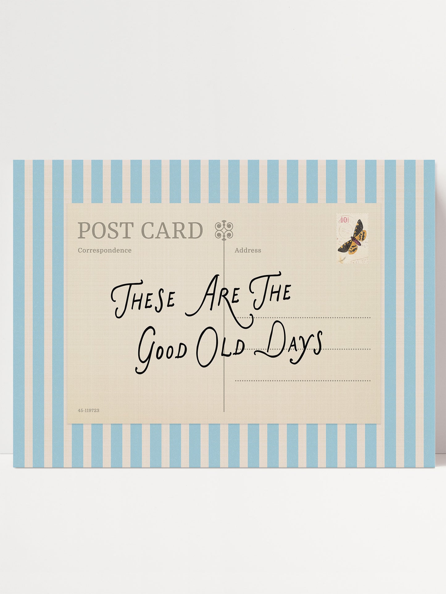 Striped Retro Postcard Print, These Are The Good Old Days