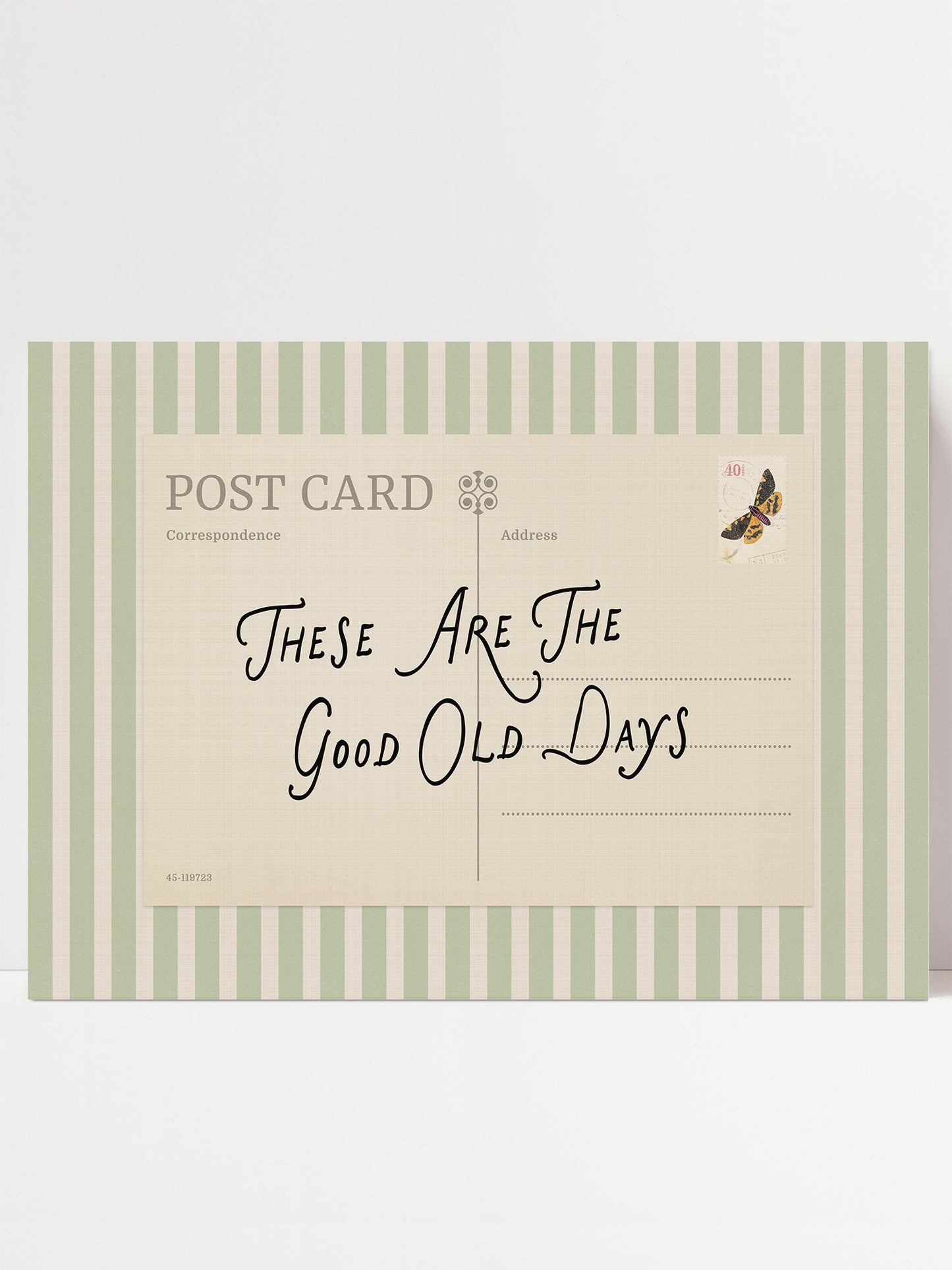 Striped Retro Postcard Print, These Are The Good Old Days