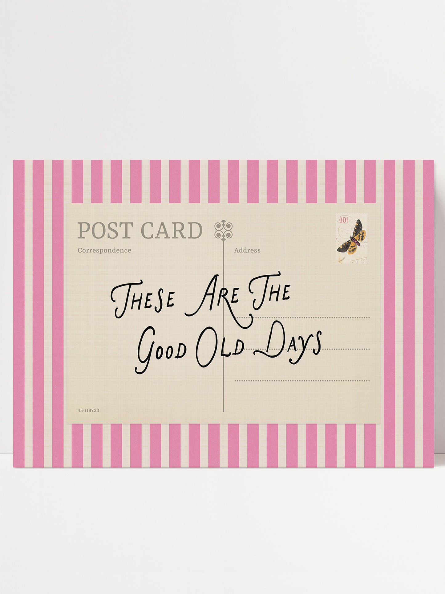 Striped Retro Postcard Print, These Are The Good Old Days