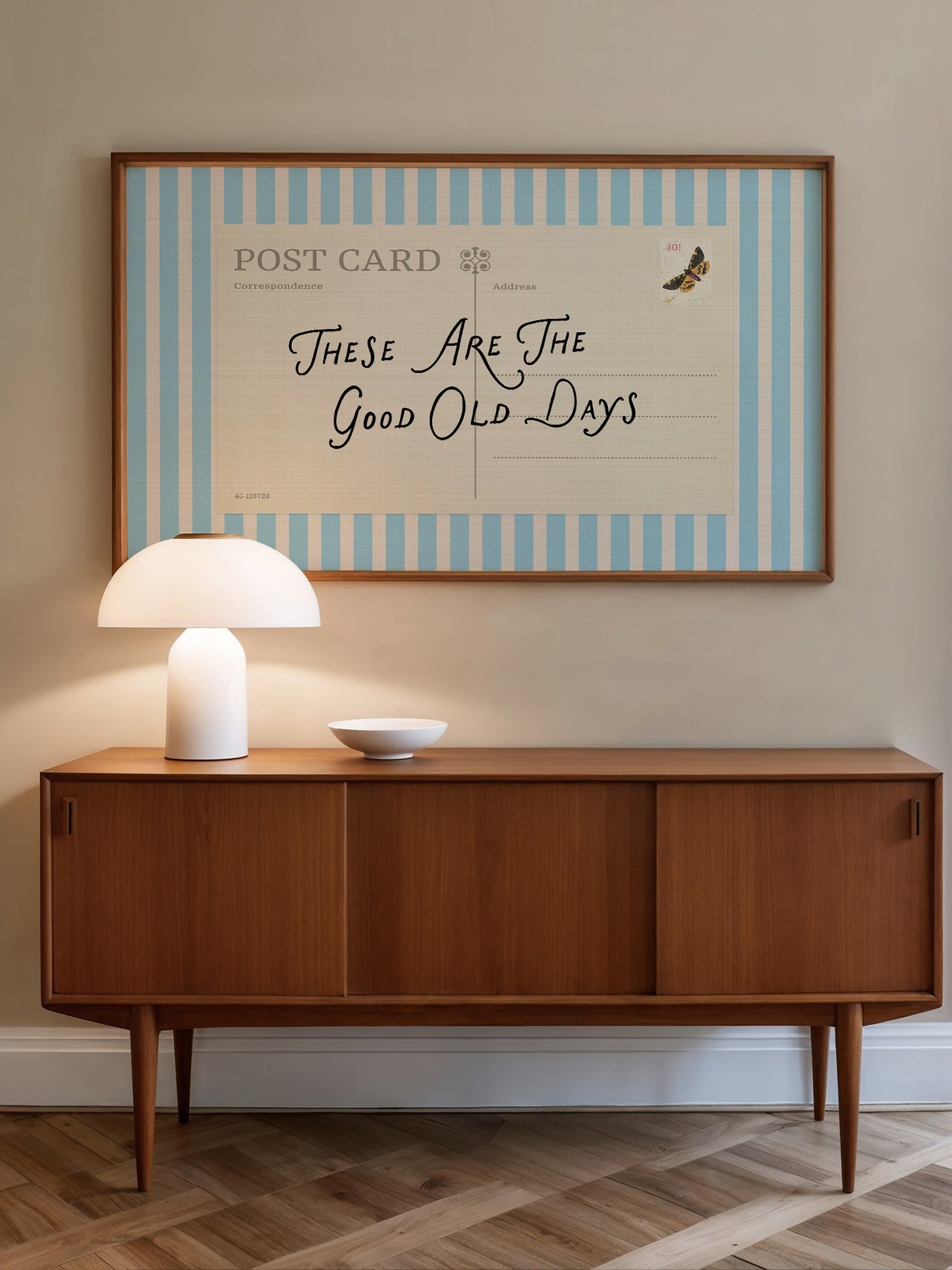 Striped Retro Postcard Print, These Are The Good Old Days