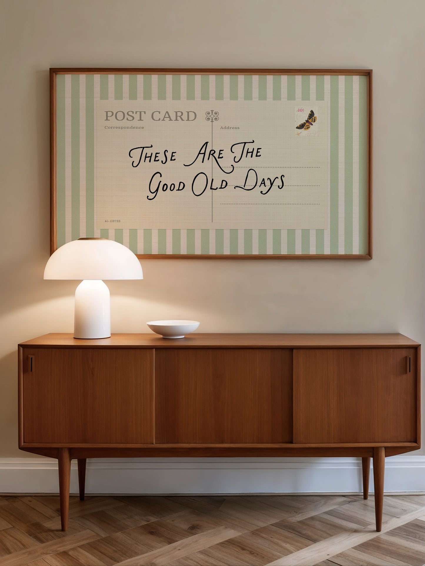 Striped Retro Postcard Print, These Are The Good Old Days