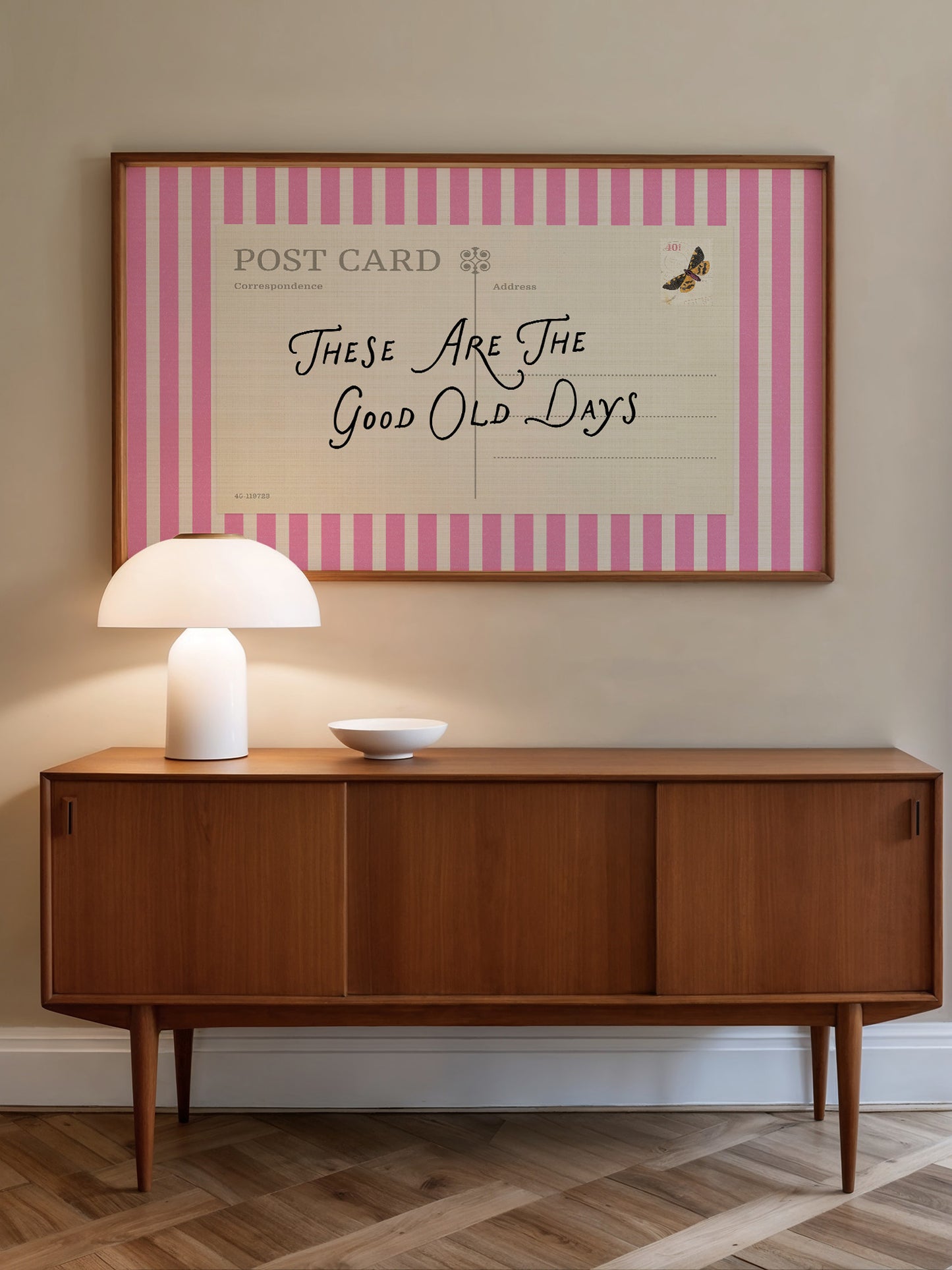 Striped Retro Postcard Print, These Are The Good Old Days