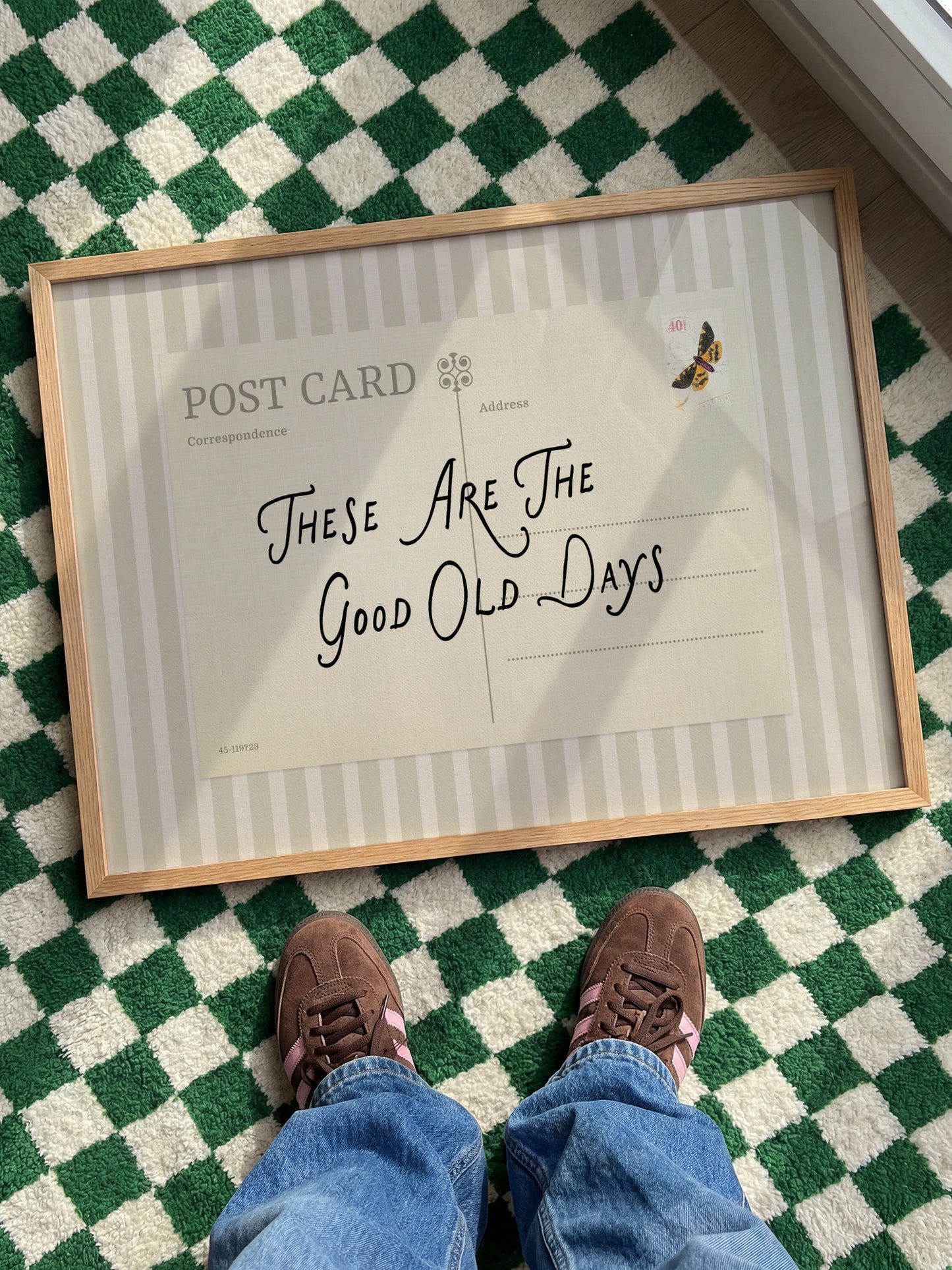 Striped Retro Postcard Print, These Are The Good Old Days