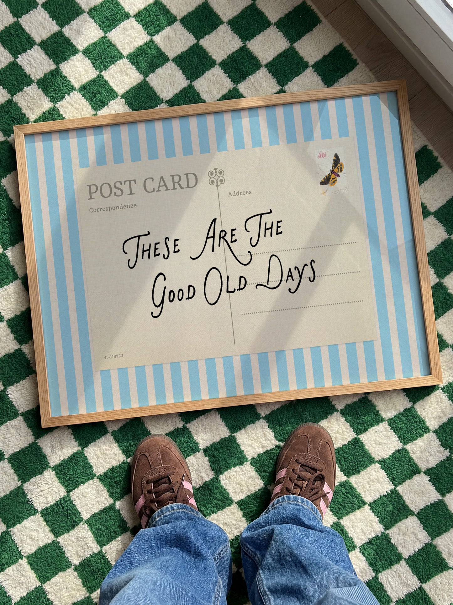Striped Retro Postcard Print, These Are The Good Old Days