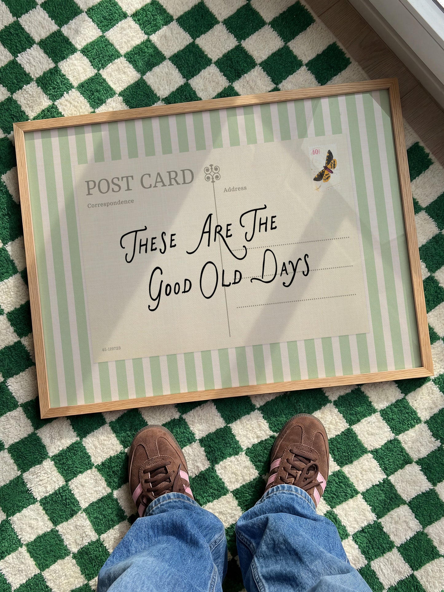 Striped Retro Postcard Print, These Are The Good Old Days