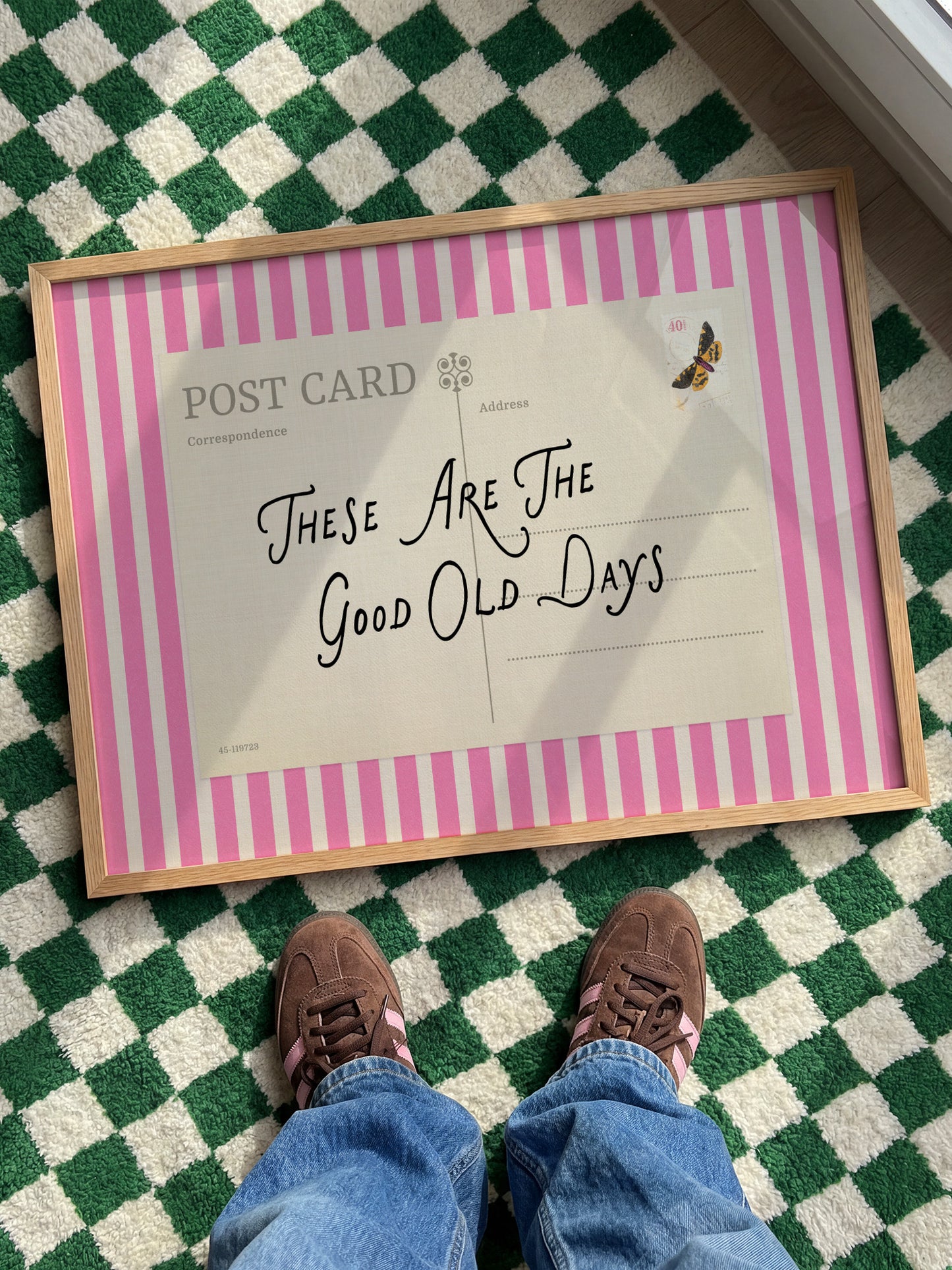 Striped Retro Postcard Print, These Are The Good Old Days