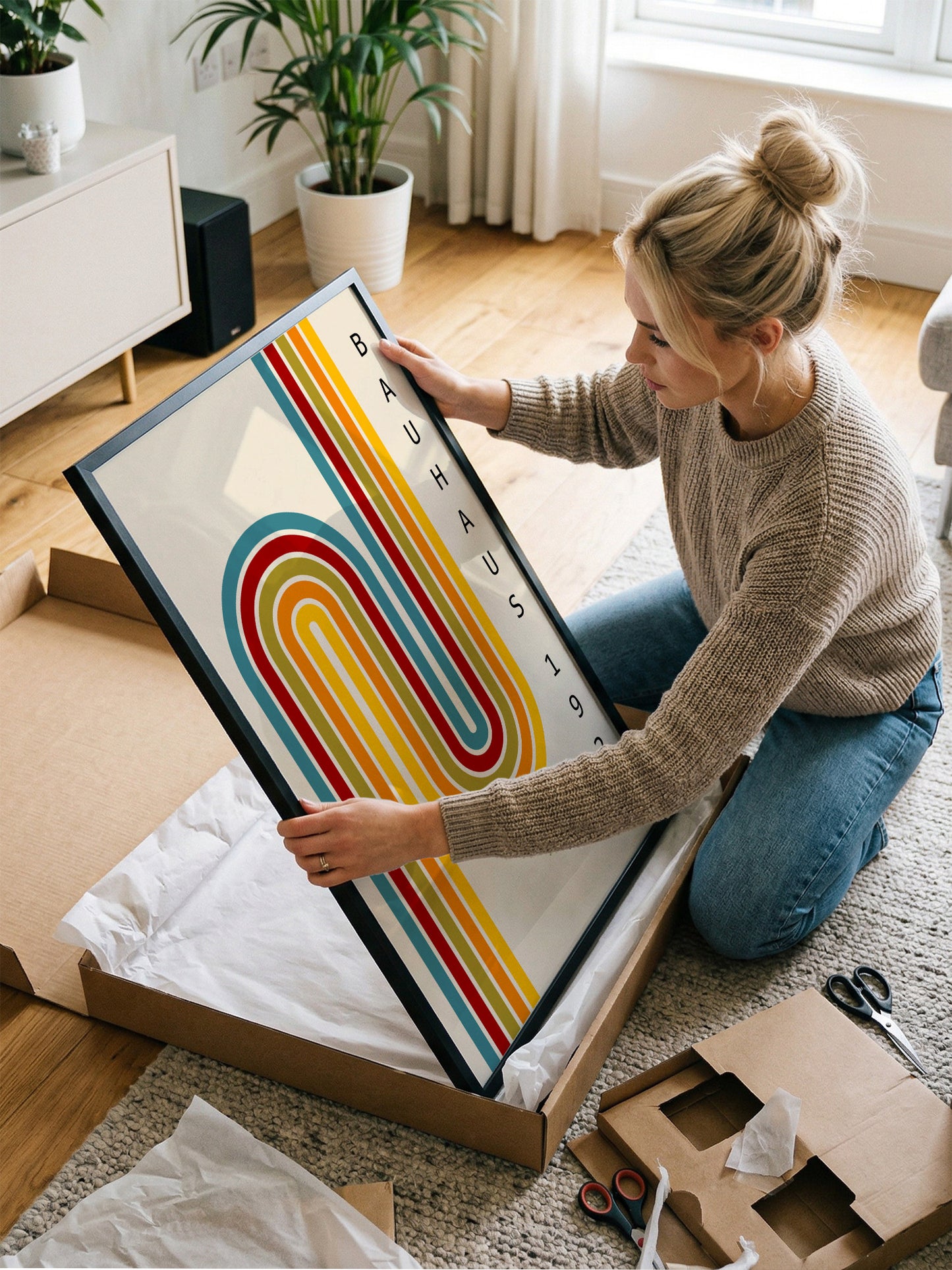Retro Stripes Bauhaus Poster | Unframed