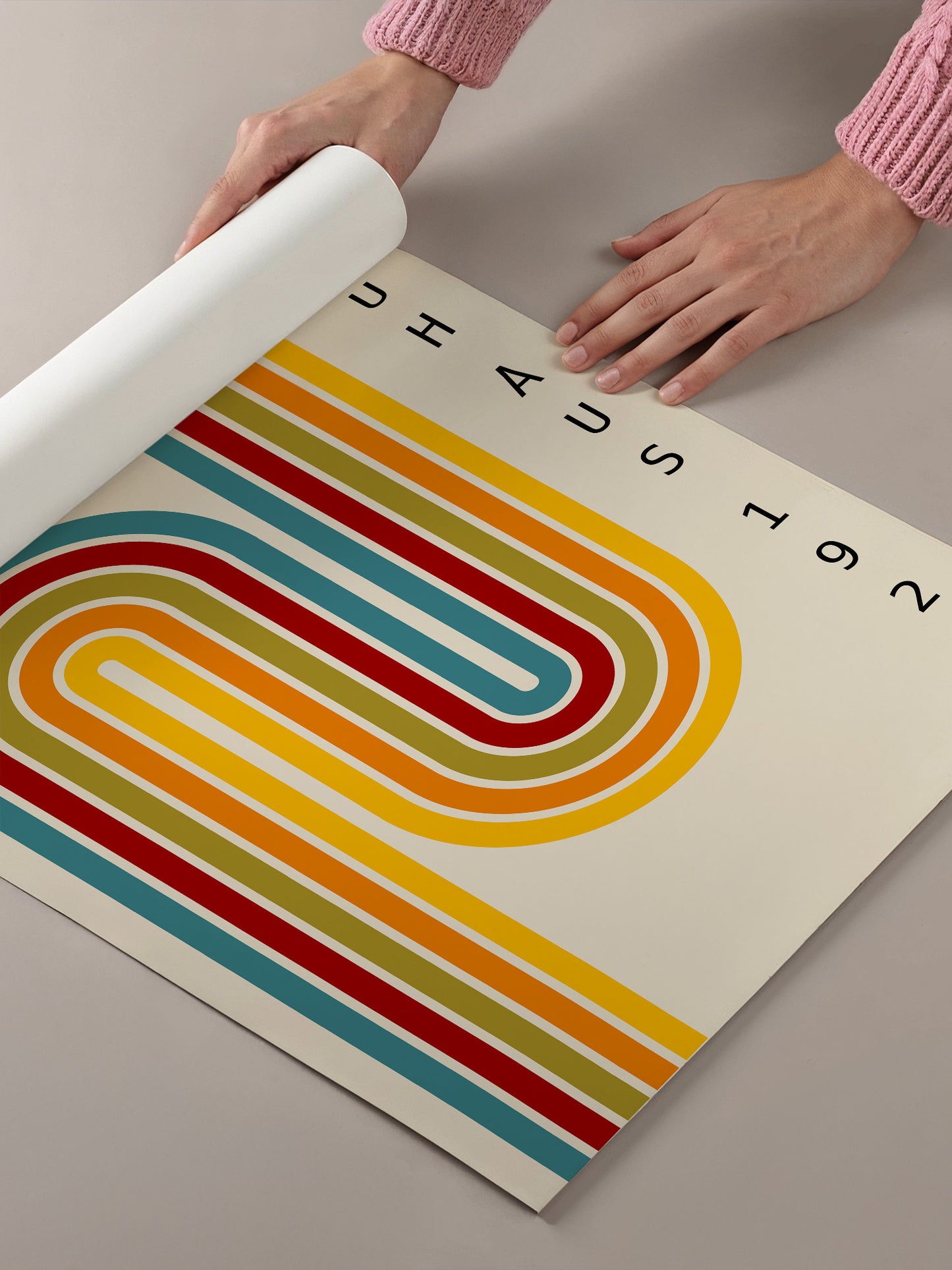 Retro Stripes Bauhaus Poster | Unframed