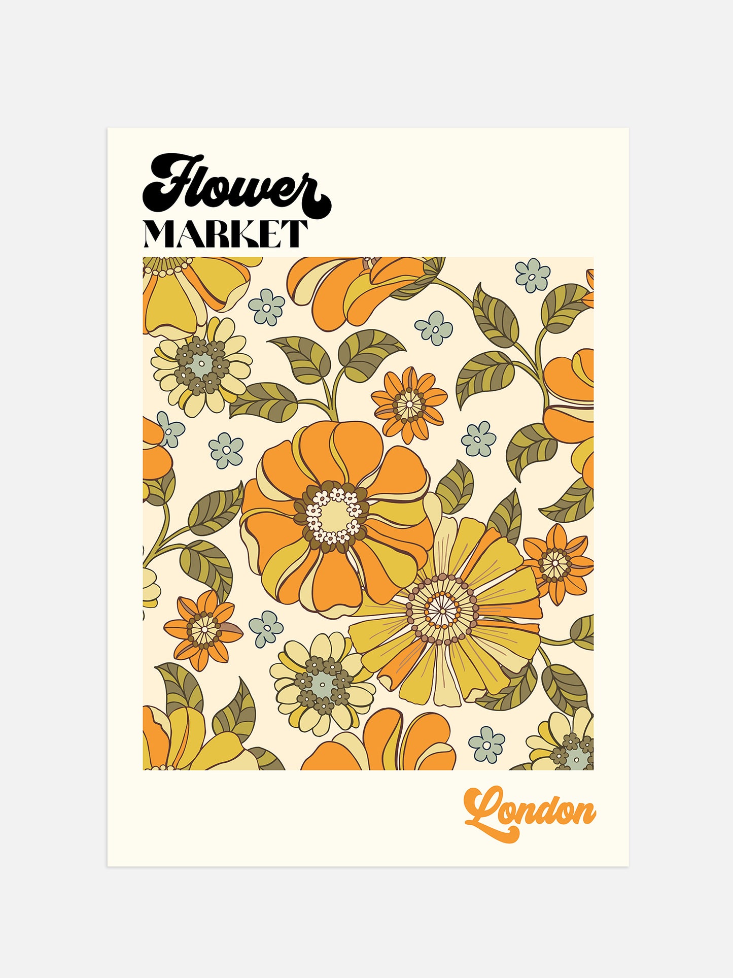 Retro London Flower Market Print