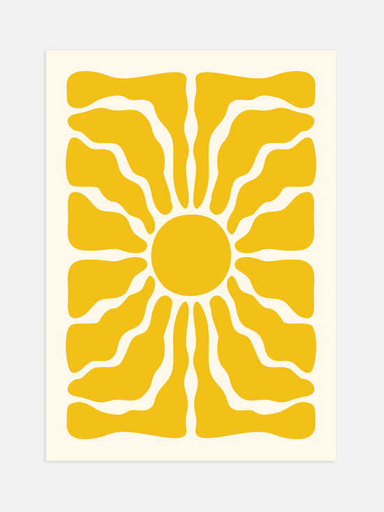 Yellow Wavy Flower Poster