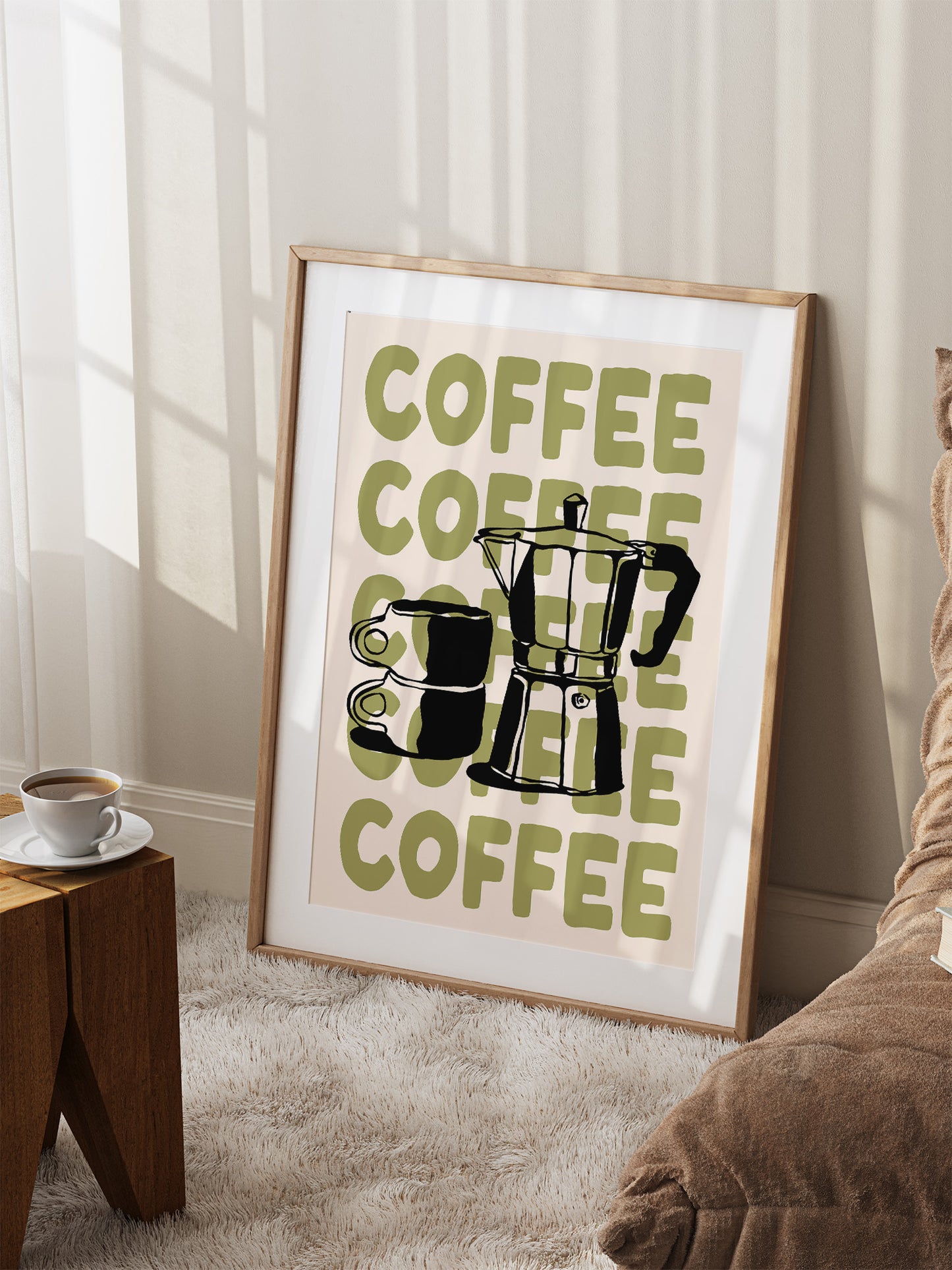 Retro Coffee Poster | Olive Green