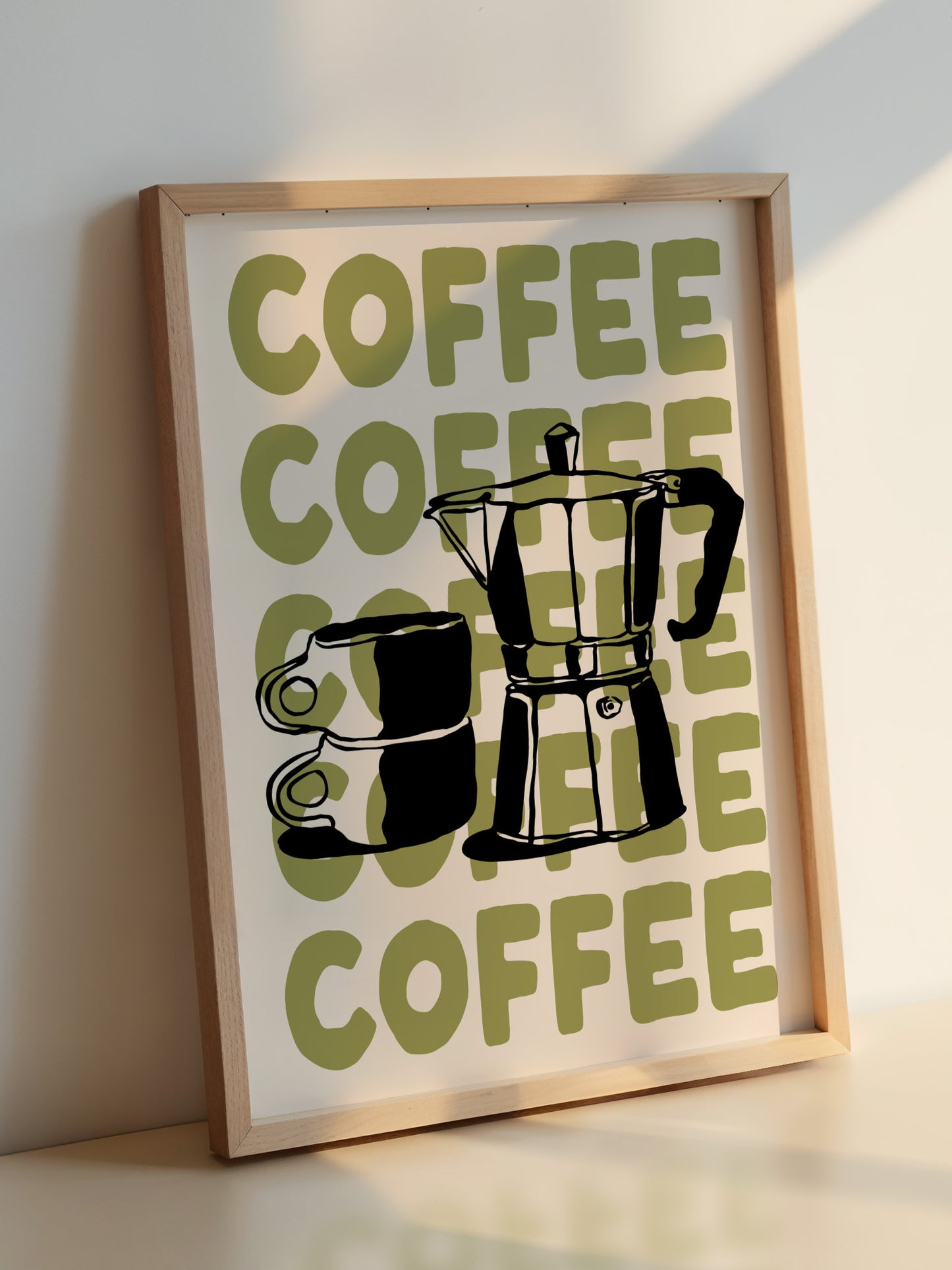 Retro Coffee Poster | Olive Green