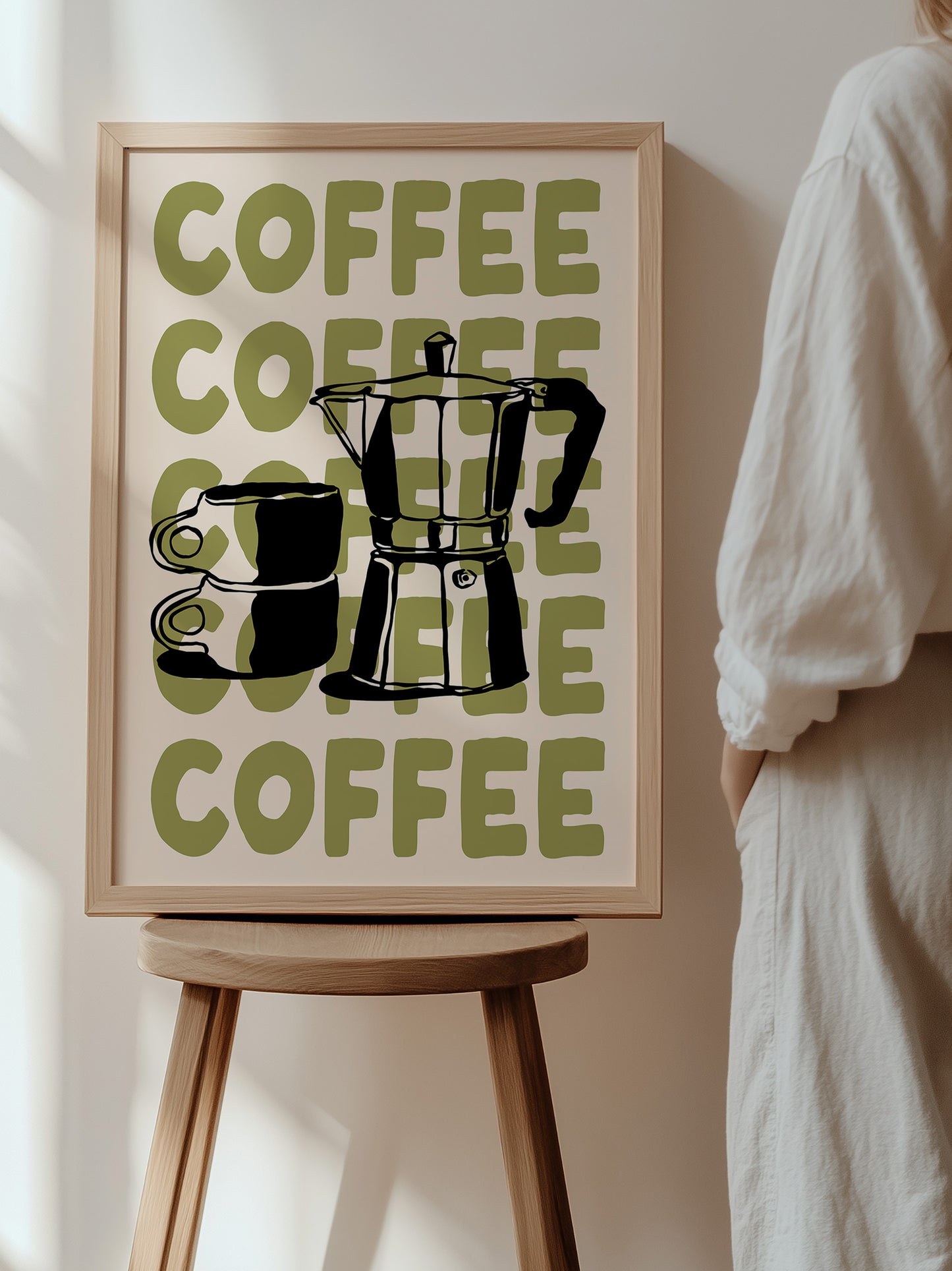 Retro Coffee Poster | Olive Green