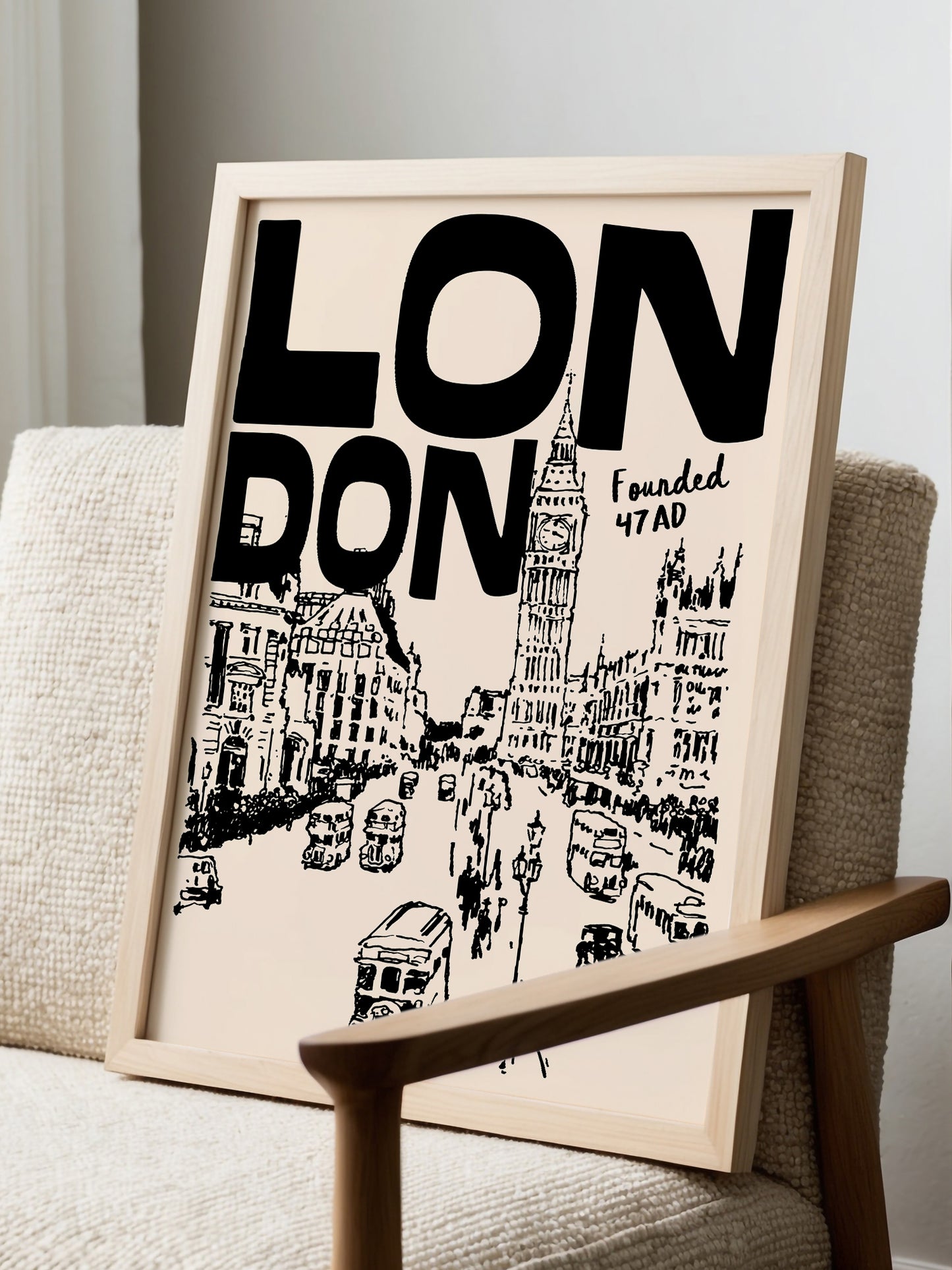 Retro London Travel Poster | Black And Cream
