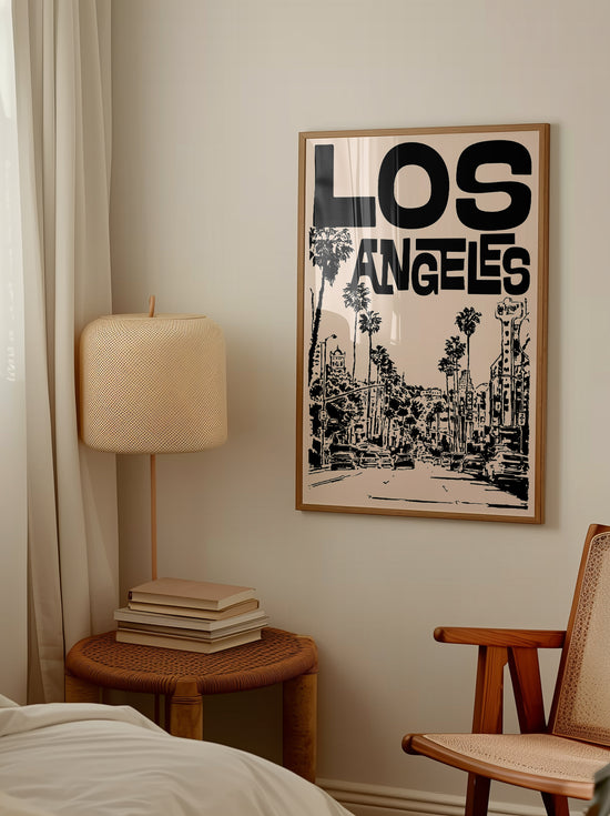 Los Angeles Travel Poster | Black And Cream