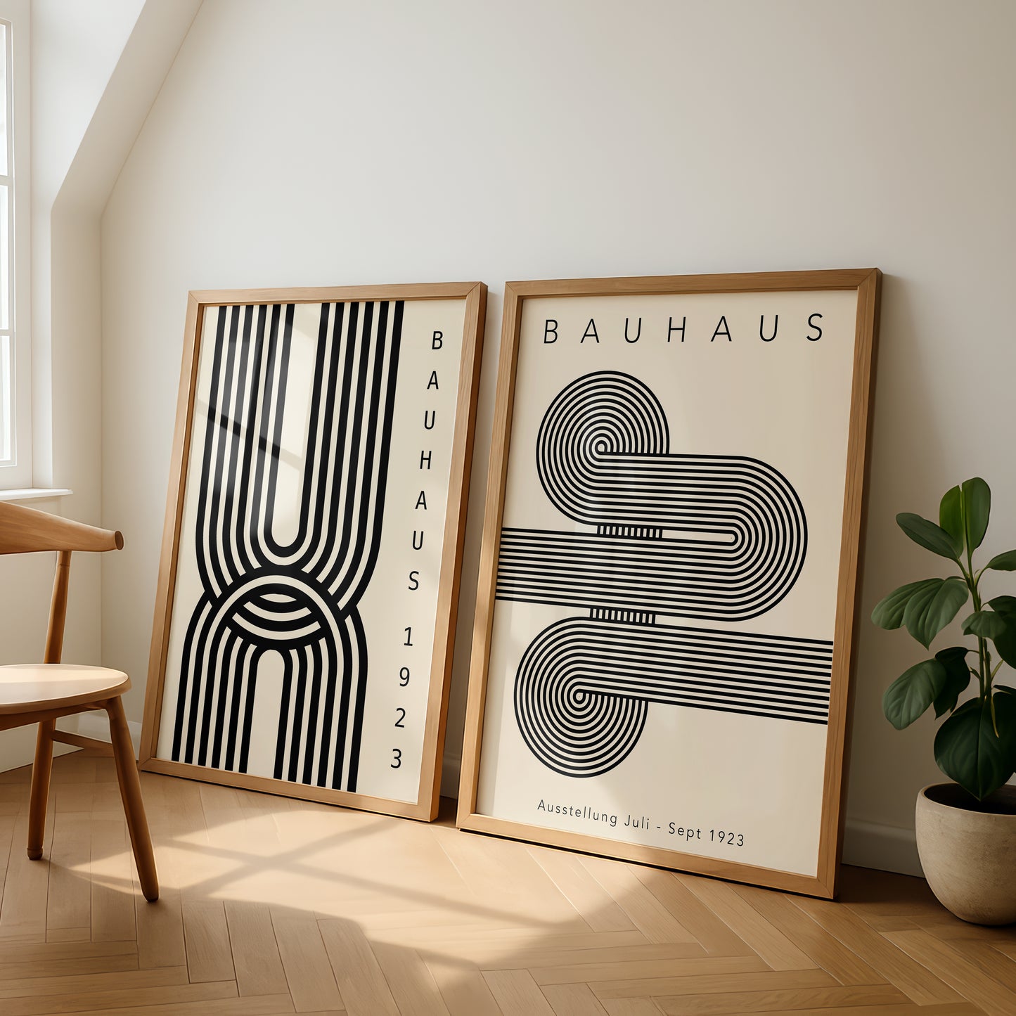 Set Of 2 Black Mid Century Modern Prints | Unframed Bauhaus Poster