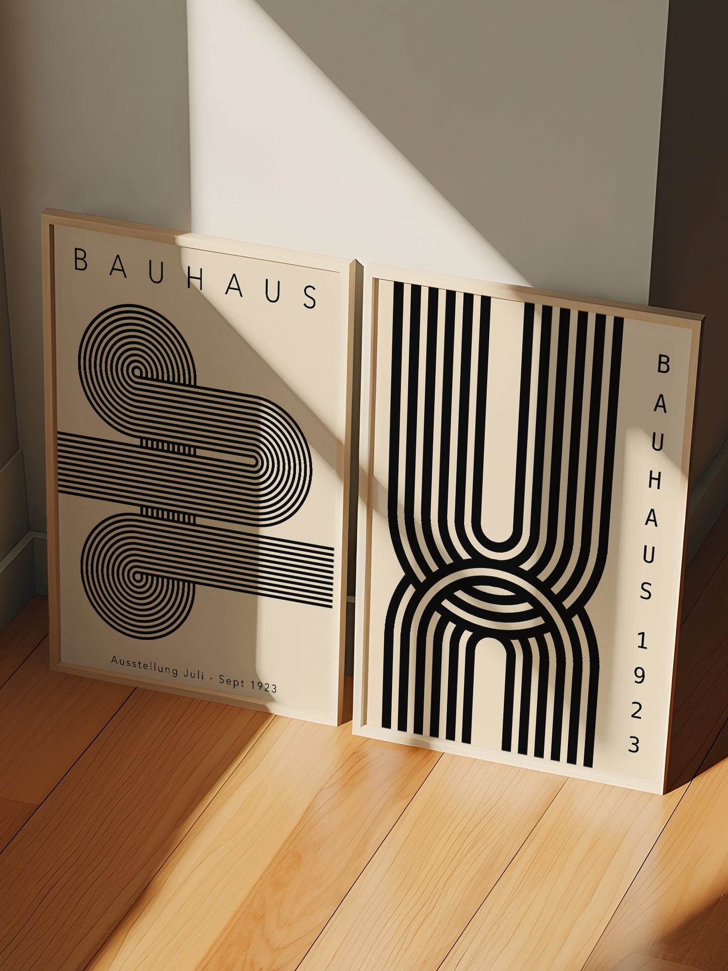 Set Of 2 Black Mid Century Modern Prints | Unframed Bauhaus Poster