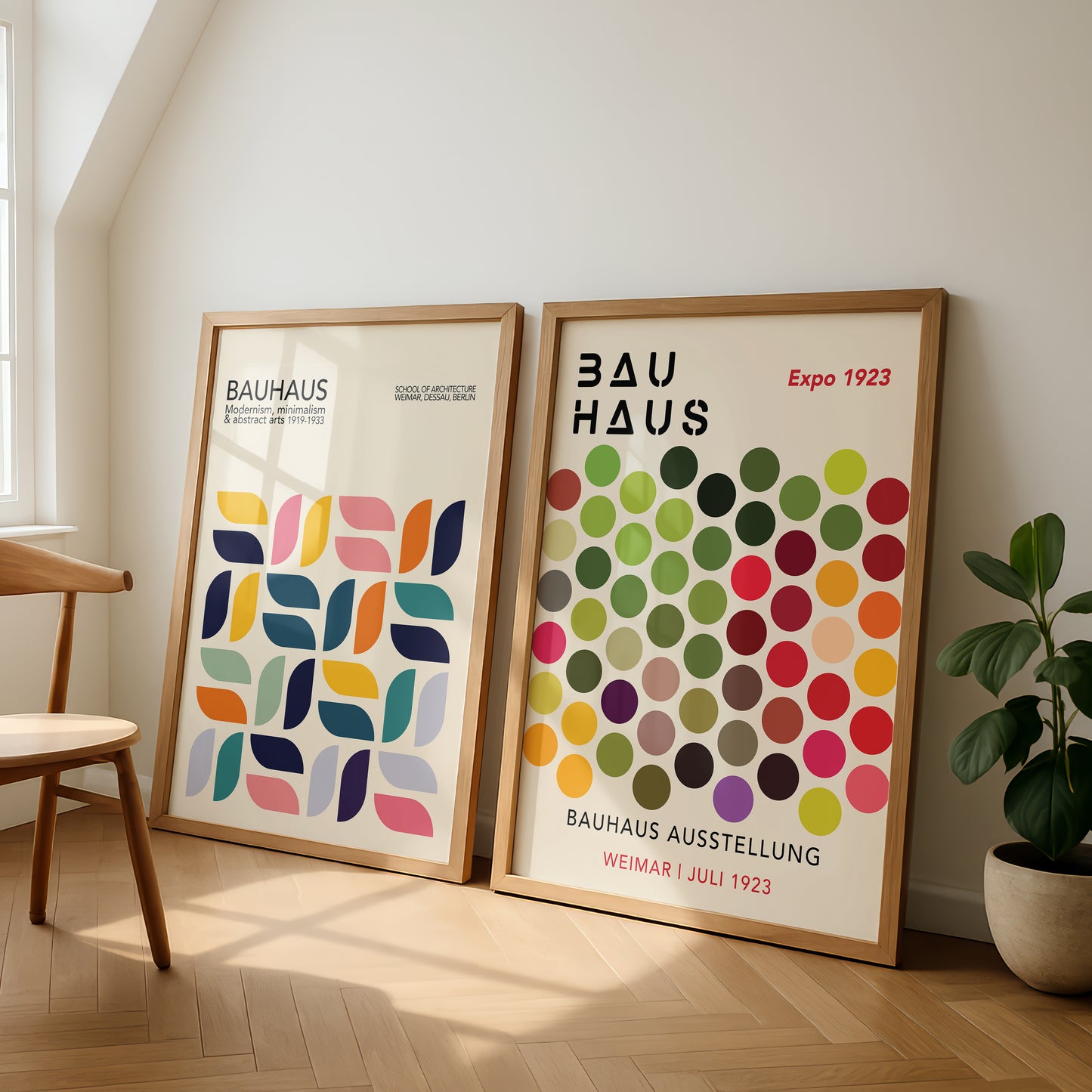 Set Of 2 Colourful Bauhaus Prints | Unframed Mid Century Modern Decor