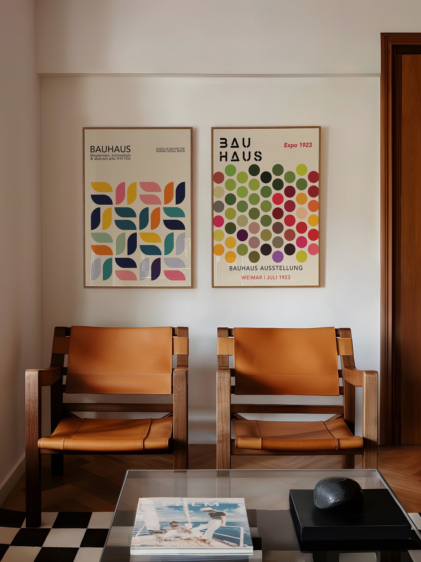 Set Of 2 Colourful Bauhaus Prints | Unframed Mid Century Modern Decor