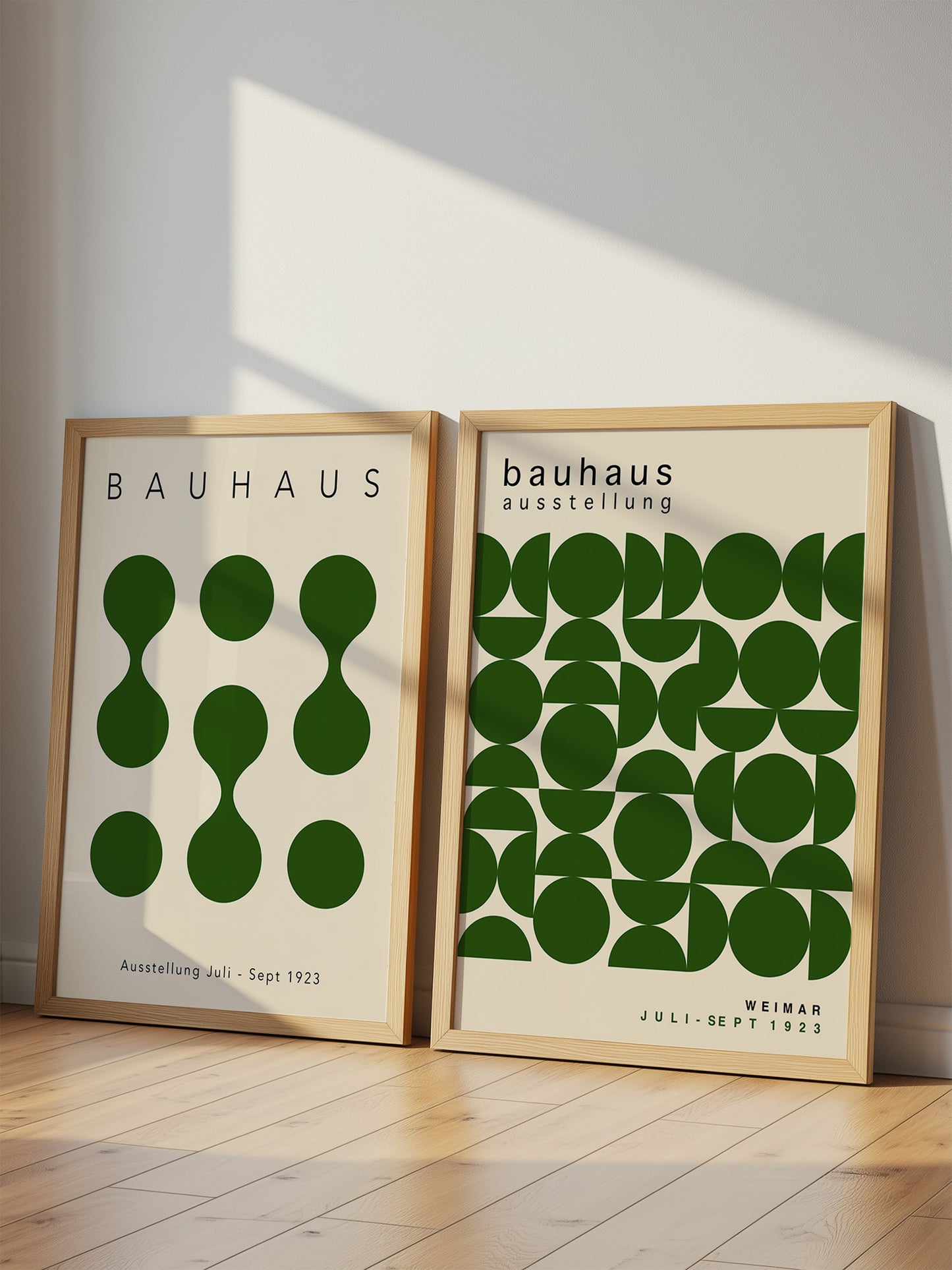 Set Of 2 Green Bauhaus Prints | Unframed Mid Century Modern Decor