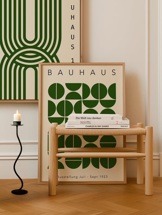 Set Of 2 Green Geometric Bauhaus Prints