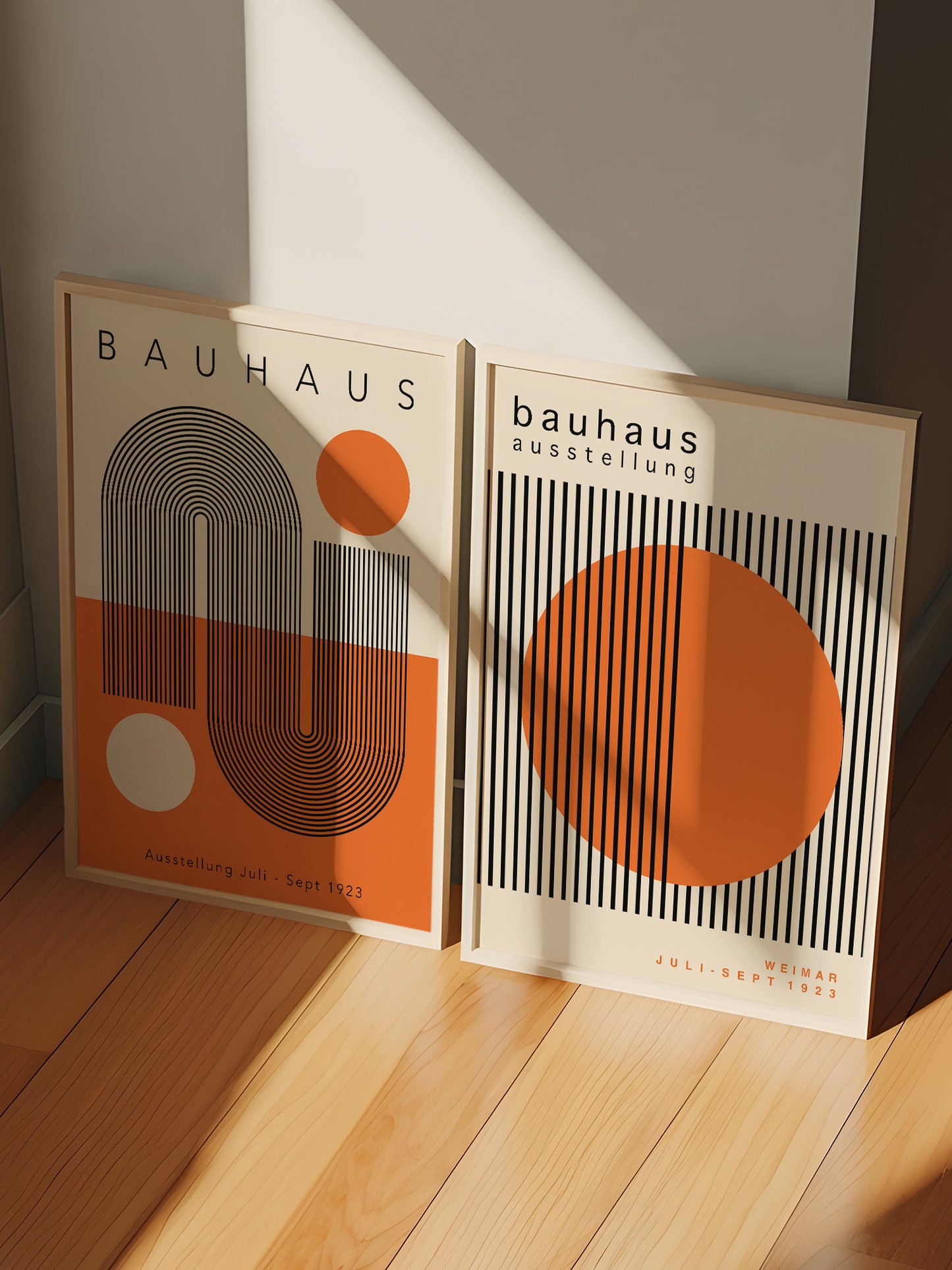 Set Of 2 Orange Bauhaus Prints