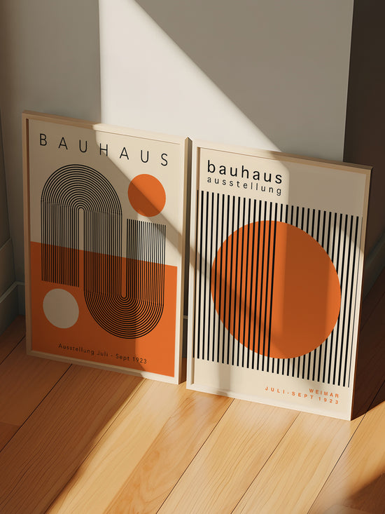 Set Of 2 Orange Bauhaus Prints