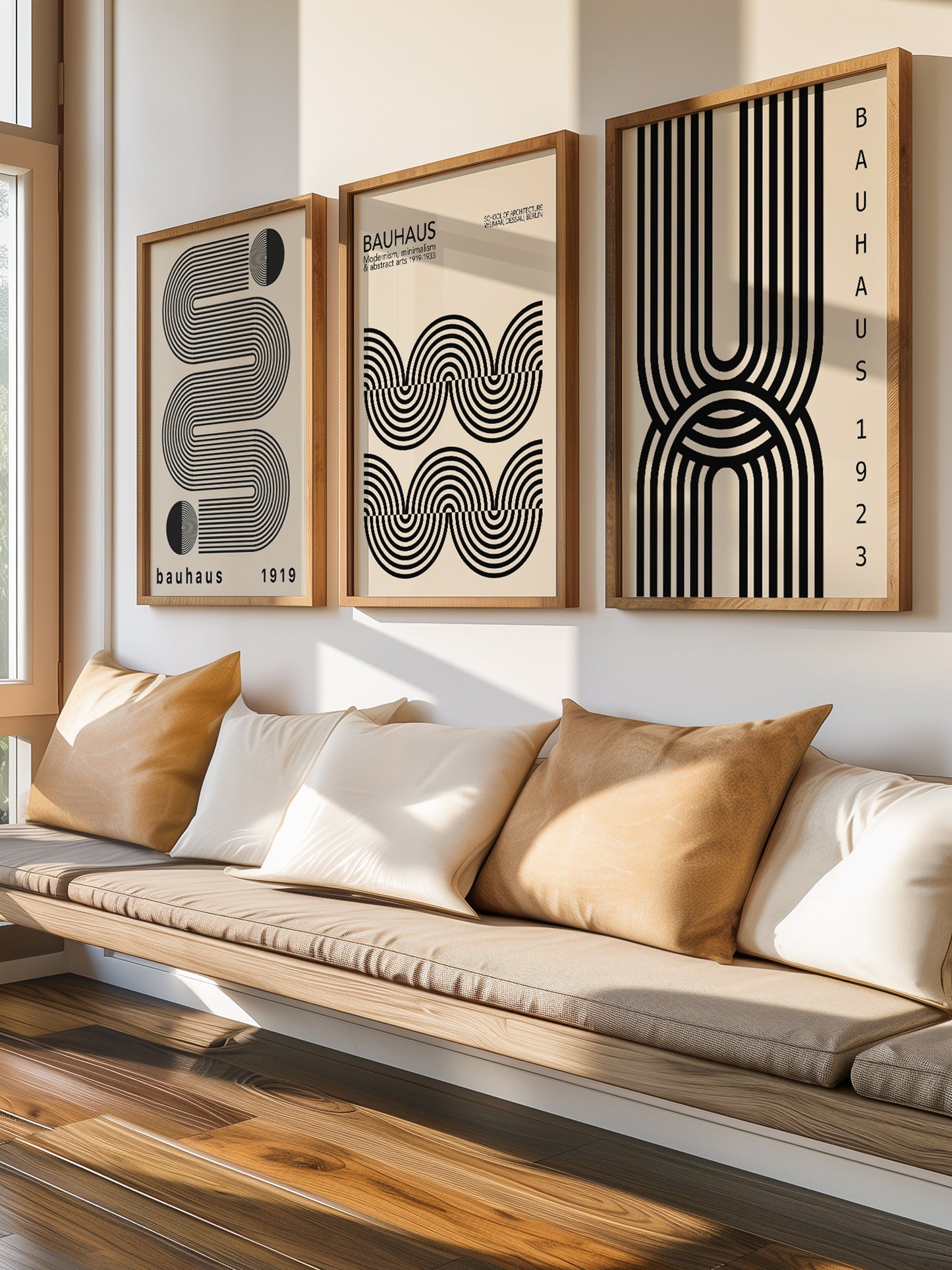 Set Of 3 Black Bauhaus Prints | Unframed Minimalist Decor
