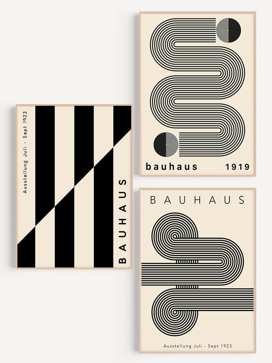 Set Of 3 Black Bauhaus Prints | Digital Download