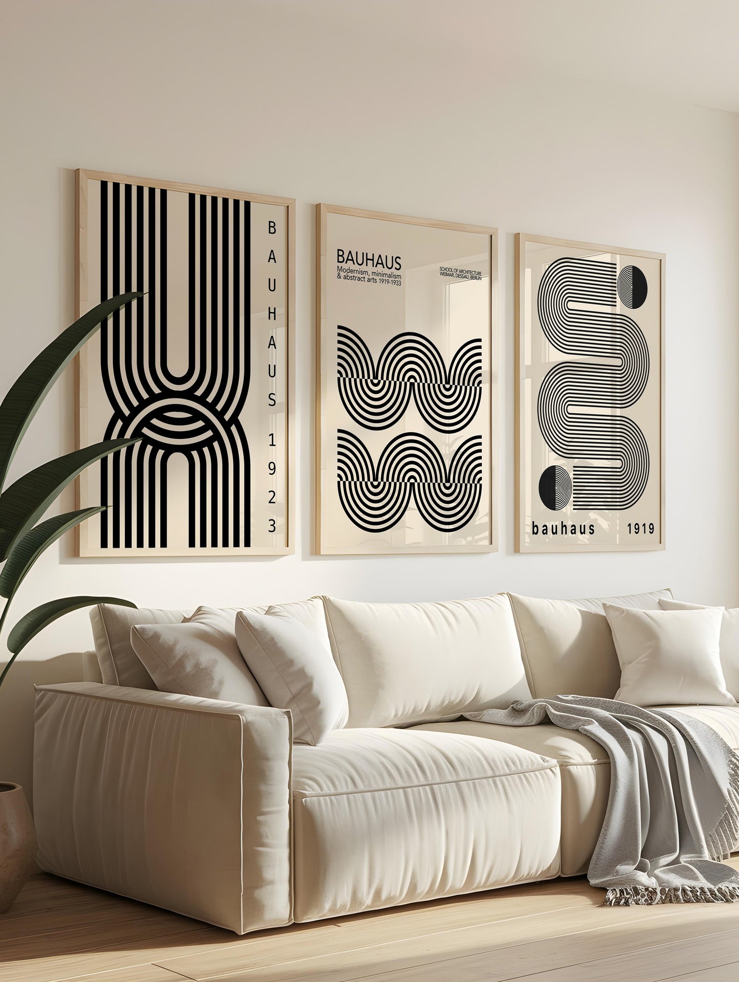 Set Of 3 Black Bauhaus Prints | Unframed Minimalist Decor