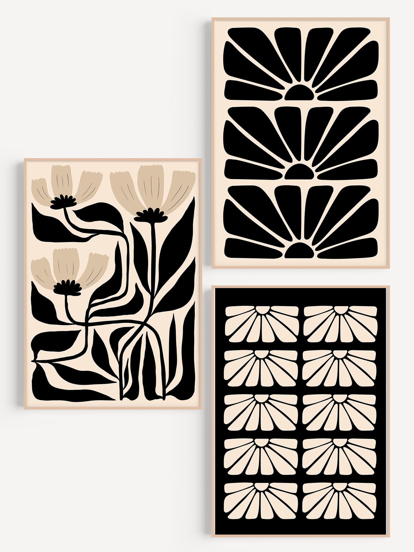 Set Of 3 Neutral Flower Prints | Digital Download