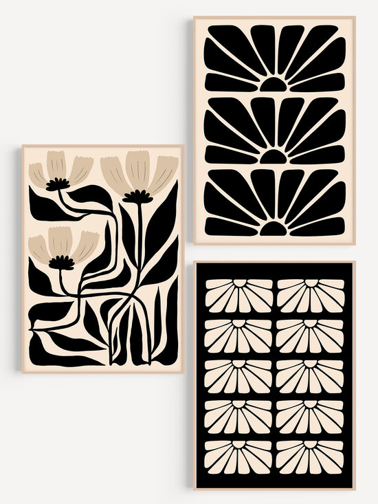 Set Of 3 Neutral Flower Prints | Digital Download