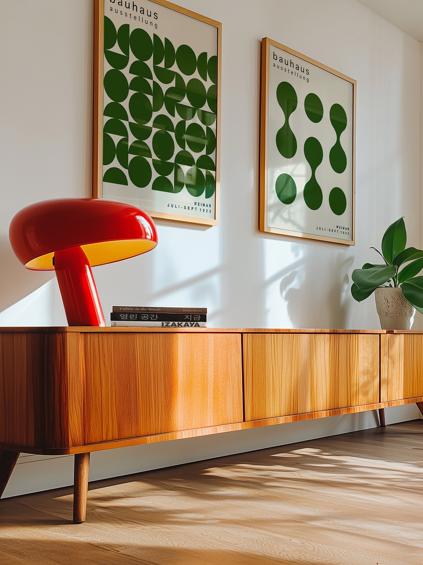 Set Of 2 Green Bauhaus Prints | Unframed Mid Century Modern Decor