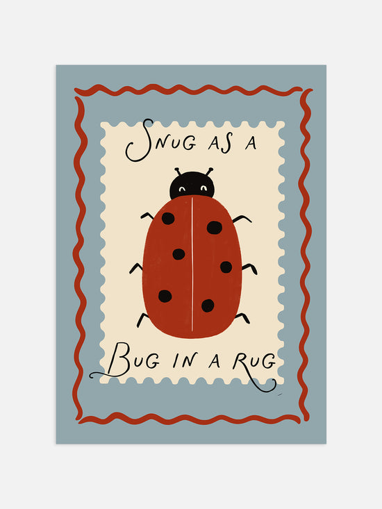 Snug As A Bug In A Rug Print | Blue